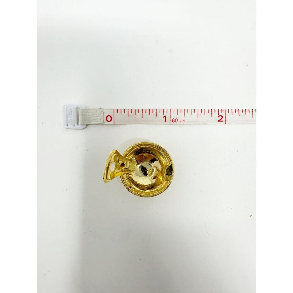 Chanel CC Logo Vintage‎ Matelasse Gold Plated Round Clip On Earrings Rise On - Picture 2 of 5